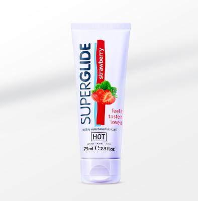 Съедобная смазка на водной основе HOT Superglide для орального секса со вкусом клубники, 75 мл