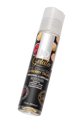 Съедобный лубрикант JO Gelato White Chocolate Raspberry Truffle, белый шоколад и малина, 30 мл