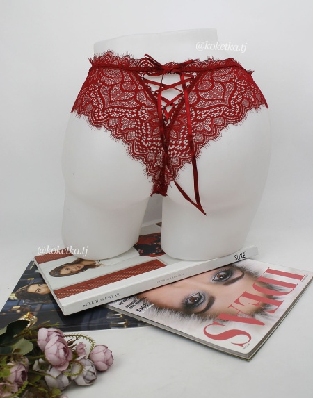 Ажурные трусики-бразилиана со шнуровкой сзади