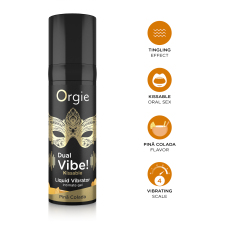 Съедобный гель с вибрацией DUAL VIBE! со вкусом коктейля PINÃ COLADA, 15 мл