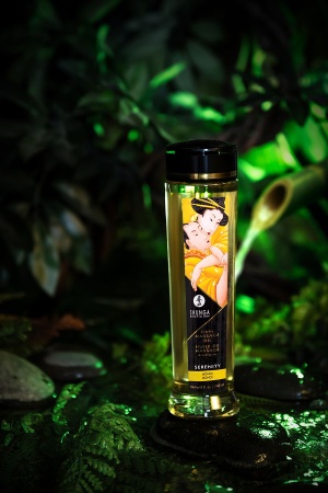 Масло для массажа Shunga Serenity. Monoi, с ароматом Моной, возбуждающее, 240 мл