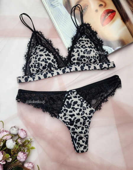 Леопардовый бюстгальтер с трусиками