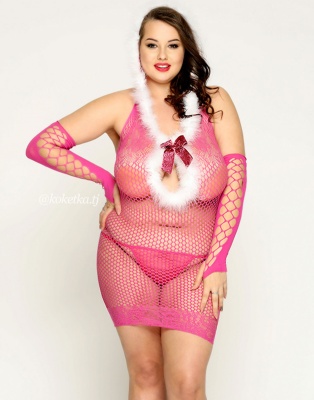 Платье-сетка и стринги (Plus Size)