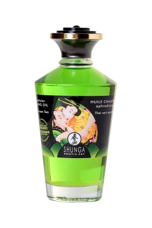 Съедобное массажное масло Shunga Exotic Green Tea, разогревающее, «Экзотический зеленый чай», 100 мл