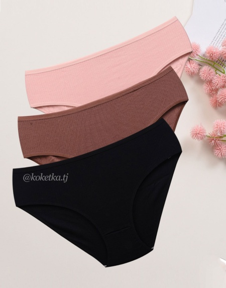 Набор хлопковых трусиков — слип (3 шт) (XL, 2XL, 3XL)