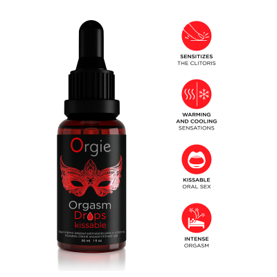 Возбуждающий съедобный гель для клитора Orgie Orgasm Drops Kissable, 30 мл