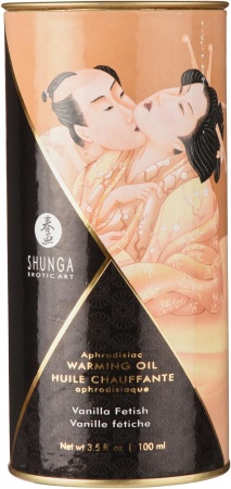 Съедобное массажное масло Shunga Aphrodisiac Warming Oil Fetish Vanilla, разогревающее, ванильный фетиш, 100 мл