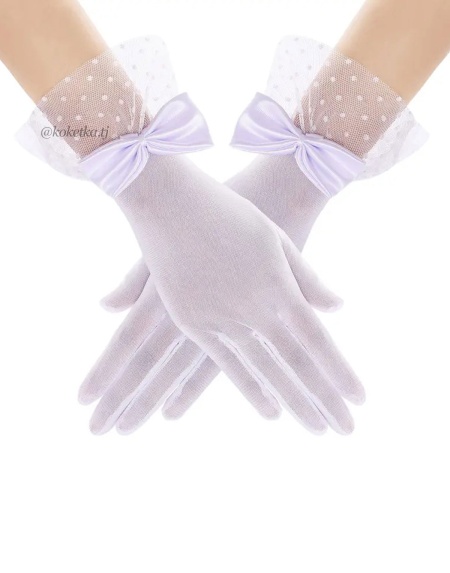 Нежные перчатки с бантиком