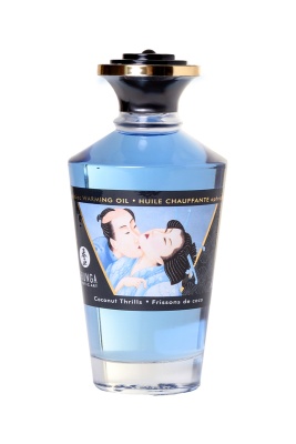 Съедобное массажное масло Shunga Coconut Thrills, кокосовое волнение, разогревающее, 100 мл