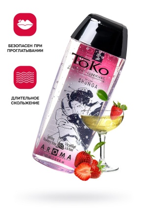 Лубрикант Shunga Toko Aroma на водной основе, клубника и шампанское, 165 мл