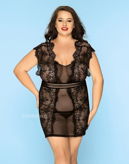 Платье-сетка и стринги (Plus Size)