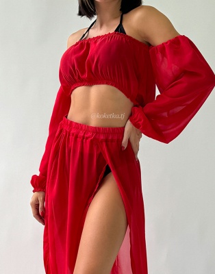 Пляжный топ с юбкой