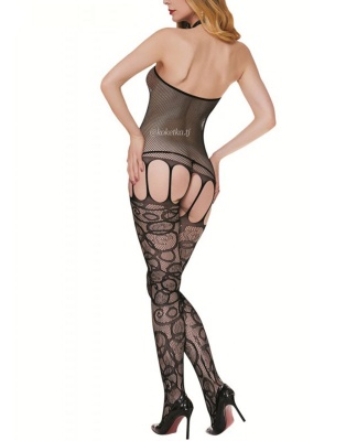 Кружевной бодистокинг с имитацией чулок