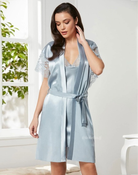 Атласная сорочка с халатом от Pierre Cardin