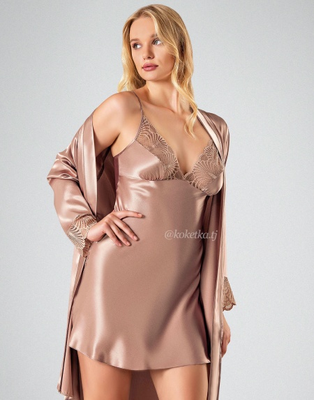 Атласная сорочка с халатом