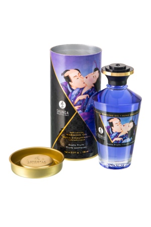 Съедобное массажное масло Shunga Exotic Fruits, разогревающее, экзотические фрукты, 100 мл