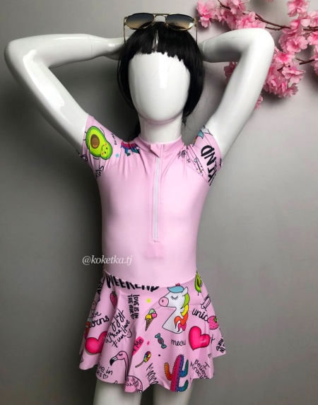 Детский купальник платье-комбинезон