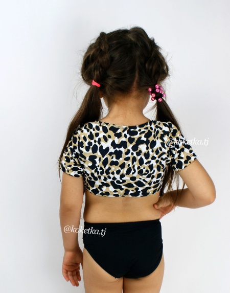 Леопардовый раздельный купальник