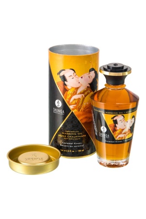 Съедобное массажное масло Shunga Caramel Kisses, разогревающее, карамель, 100 мл