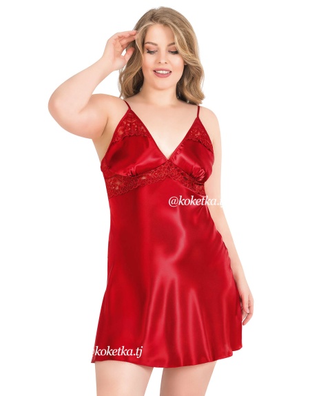 Атласная сорочка с халатом  (XXL, 3XL, 4XL)