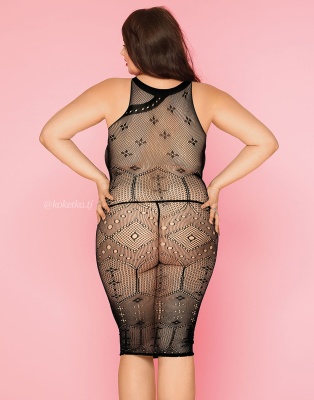 Платье-сетка и стринги (Plus Size)