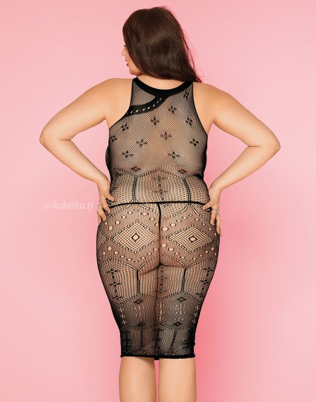 Платье-сетка и стринги (Plus Size)