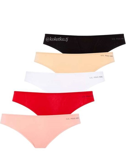 Набор трусиков — стринг от U.S. POLO ASSN (черный, бежевый, белый, фуксия, черный - 5 шт)