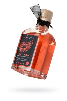 Комплект для игр Orgie Lips Massage со вкусом клубники (съедобное масло, перо), 100 мл