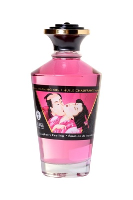 Съедобное массажное масло Shunga Raspberry Feeling, разогревающее, малина, 100 мл