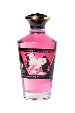 Съедобное массажное масло Shunga Raspberry Feeling, разогревающее, малина, 100 мл