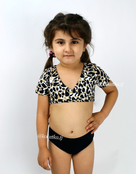 Леопардовый раздельный купальник