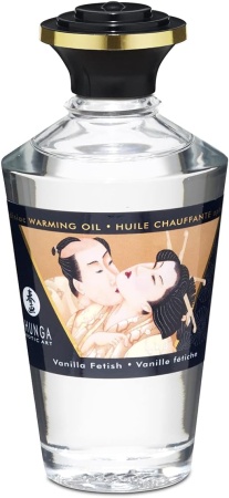 Съедобное массажное масло Shunga Aphrodisiac Warming Oil Fetish Vanilla, разогревающее, ванильный фетиш, 100 мл