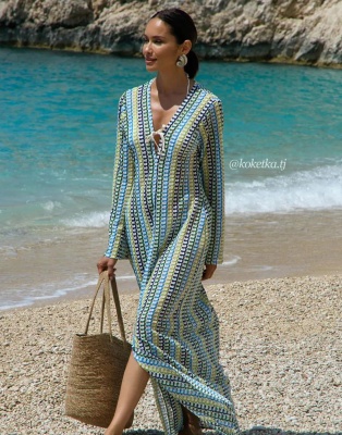 Пляжное платье с длинными рукавами 