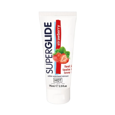 Съедобный лубрикант Superglide Raspberry со вкусом клубники, на водной основе, 75 мл