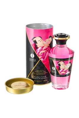 Съедобное массажное масло Shunga Raspberry Feeling, разогревающее, малина, 100 мл