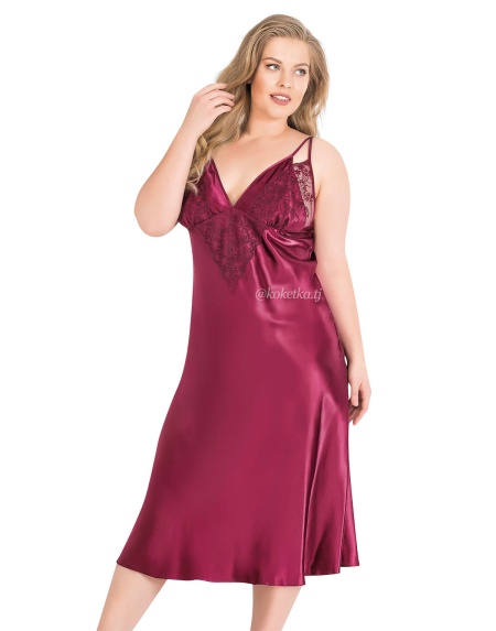 Атласная сорочка с халатом (XXL, 3XL, 4XL)