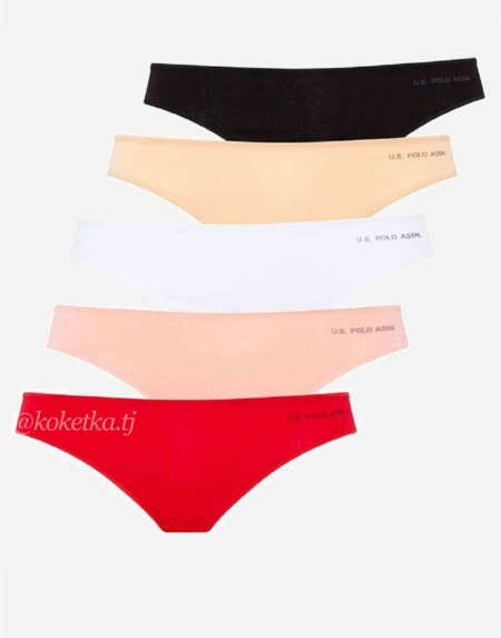 Набор трусиков — cлип от U.S. POLO ASSN (черный, бежевый, белый, красный, розовый - 5 шт)