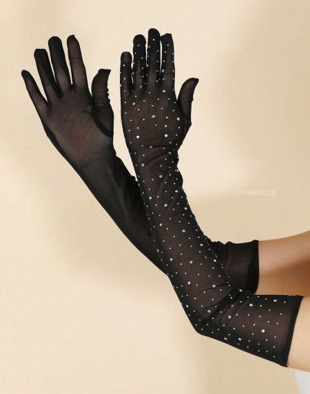 Элегантные перчатки со стразами
