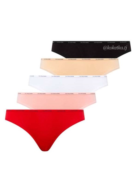 Набор трусиков — cлип от U.S. POLO ASSN (черный, бежевый, белый, красный, розовый - 5 шт)