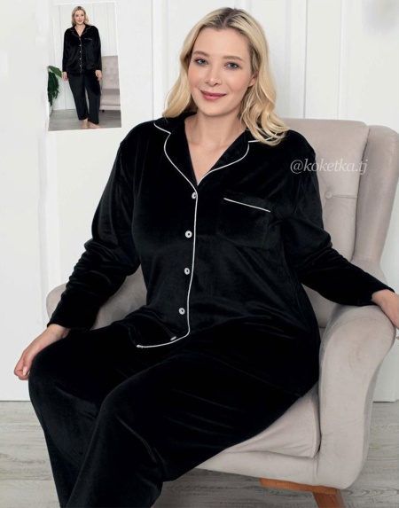 Комплект с рубашкой и штанами из велюрового плюша