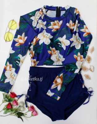 Купальник раздельный с цветочным принтом