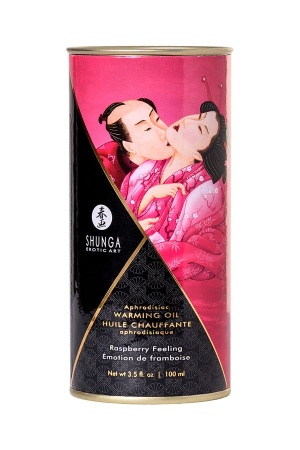 Съедобное массажное масло Shunga Raspberry Feeling, разогревающее, малина, 100 мл
