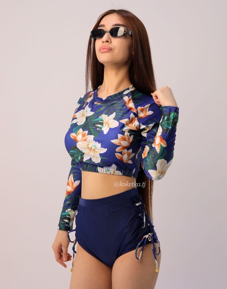 Купальник раздельный с цветочным принтом
