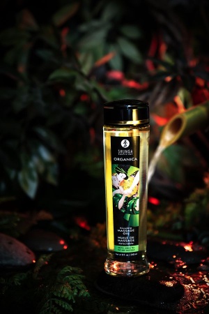 Съедобное масло для массажа Shunga Organica Exotic Green Tea, натуральное, расслабляющее, зеленый чай, 240 мл