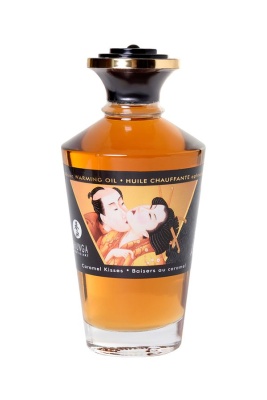 Съедобное массажное масло Shunga Caramel Kisses, разогревающее, карамель, 100 мл