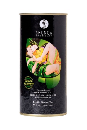 Съедобное массажное масло Shunga Exotic Green Tea, разогревающее, «Экзотический зеленый чай», 100 мл