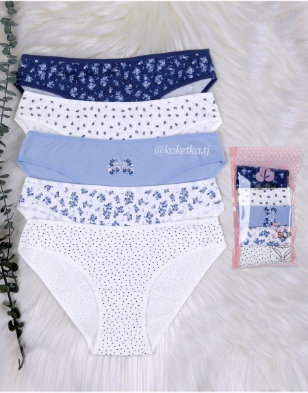 Набор хлопковых трусиков — слип (5 шт) (S/M, L/XL)