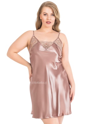 Атласная сорочка с халатом (XXL, 3XL, 4XL)